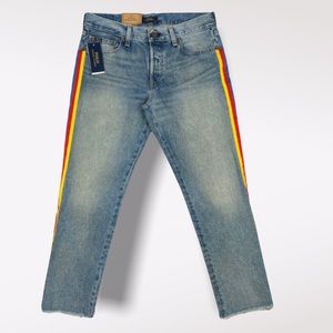 Polo Ralph Lauren Avery Denim Cropped Ribbon Stripes Size 26 & 27